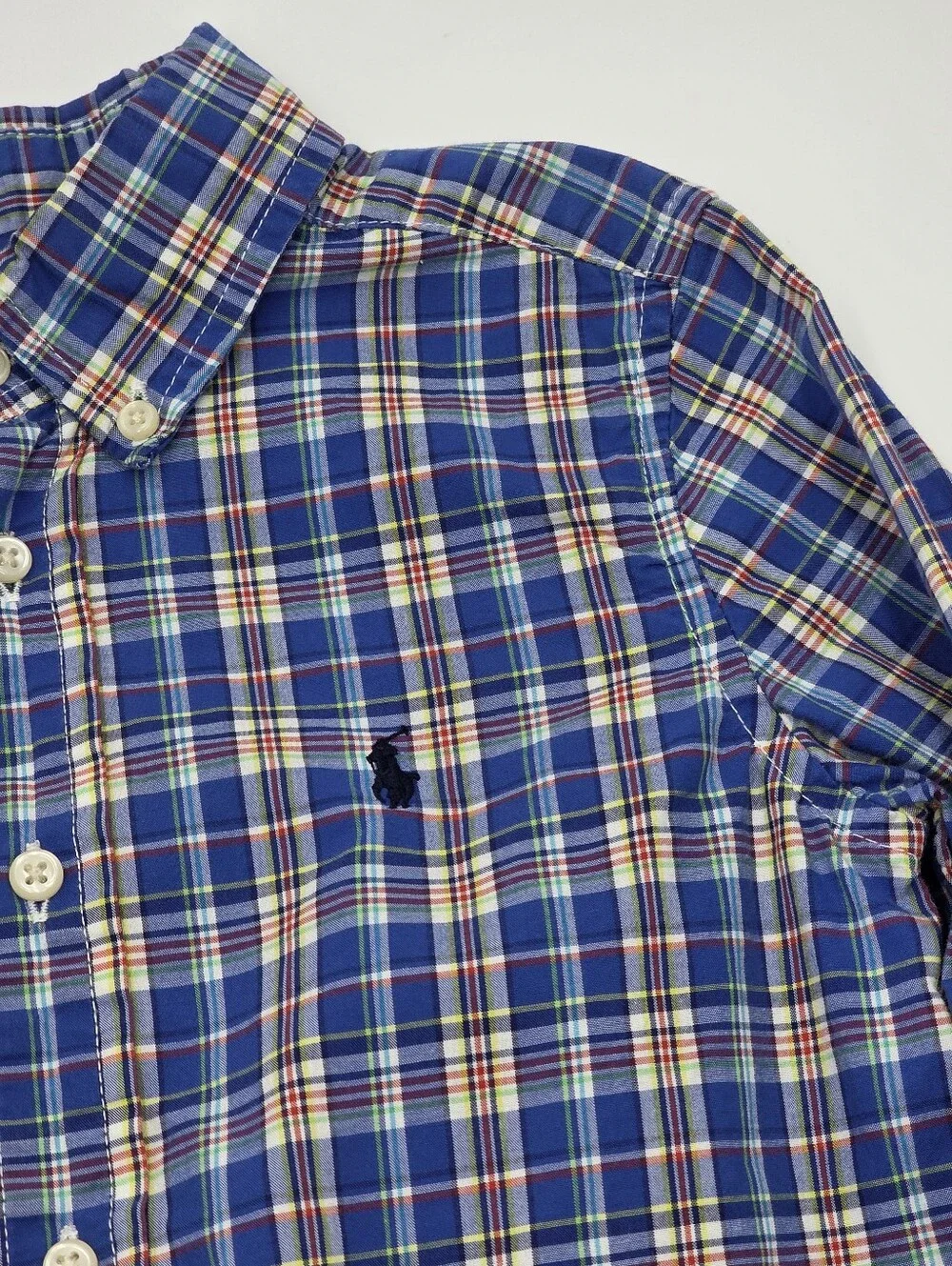 Ralph Lauren boys' blue plaid button down shirt size 4